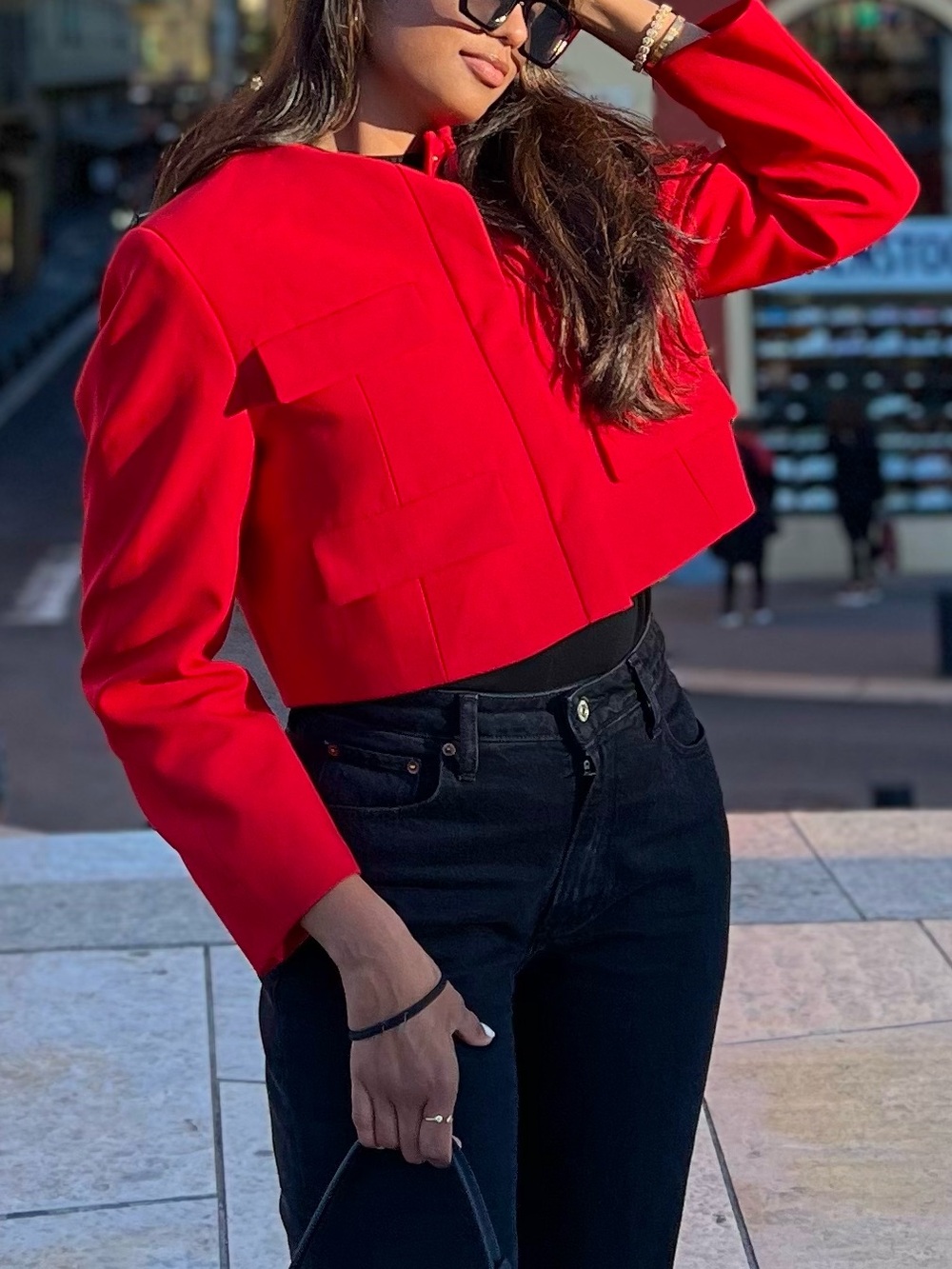 Zara Red Cropped Jacket (size L but it runs small)